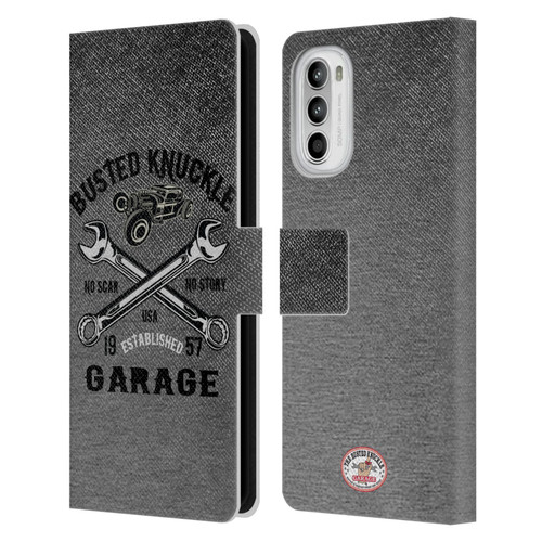 Busted Knuckle Garage Graphics No Scar Leather Book Wallet Case Cover For Motorola Moto G52