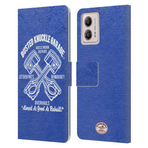 Busted Knuckle Garage Graphics Overhauls Leather Book Wallet Case Cover For Motorola Moto G53 5G