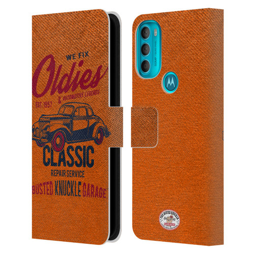 Busted Knuckle Garage Graphics Classic Leather Book Wallet Case Cover For Motorola Moto G71 5G