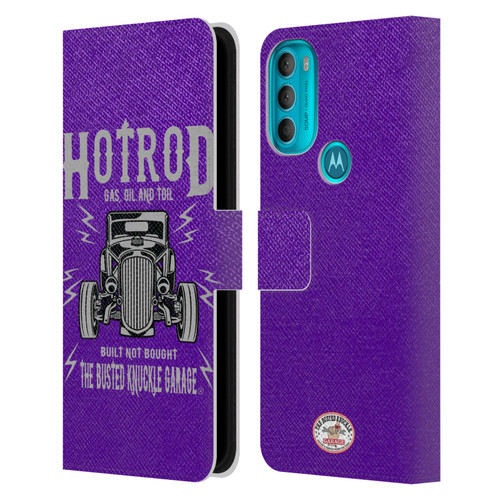 Busted Knuckle Garage Graphics Hot Rod Leather Book Wallet Case Cover For Motorola Moto G71 5G