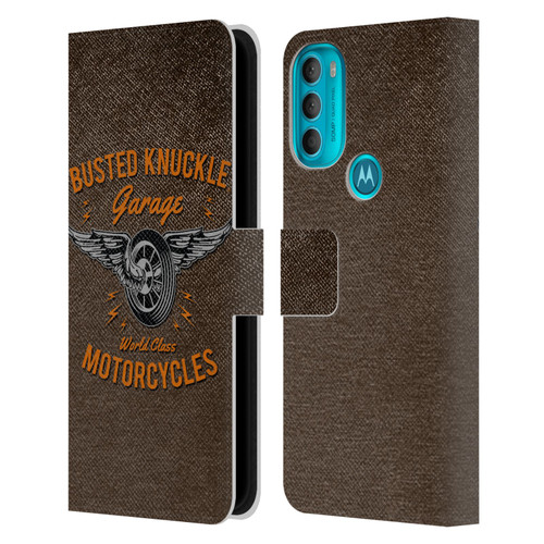 Busted Knuckle Garage Graphics Motorcycles Leather Book Wallet Case Cover For Motorola Moto G71 5G