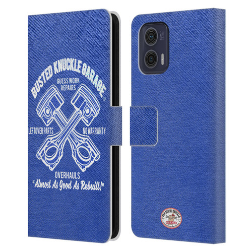 Busted Knuckle Garage Graphics Overhauls Leather Book Wallet Case Cover For Motorola Moto G73 5G