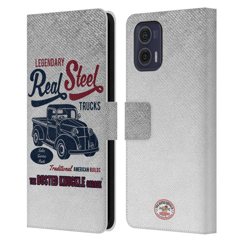 Busted Knuckle Garage Graphics Real Steel Leather Book Wallet Case Cover For Motorola Moto G73 5G