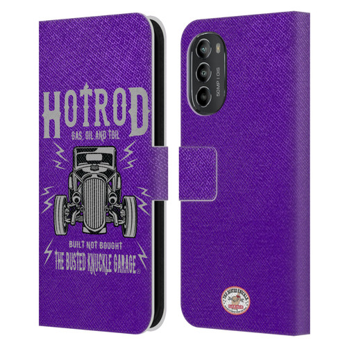Busted Knuckle Garage Graphics Hot Rod Leather Book Wallet Case Cover For Motorola Moto G82 5G