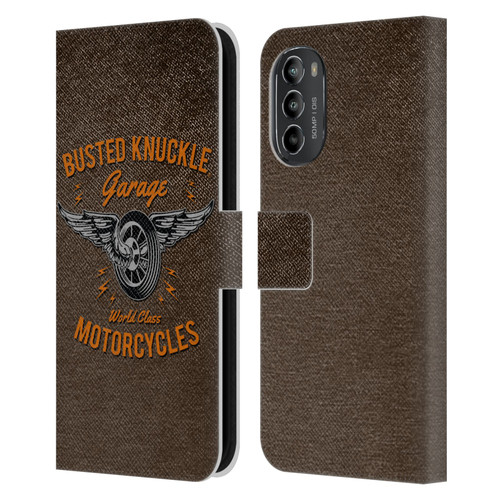 Busted Knuckle Garage Graphics Motorcycles Leather Book Wallet Case Cover For Motorola Moto G82 5G