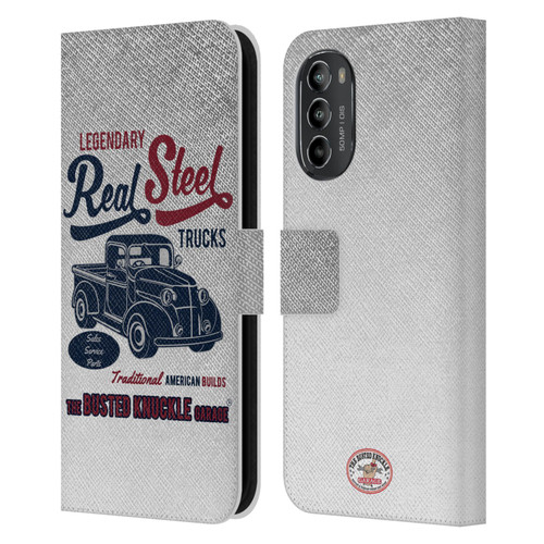 Busted Knuckle Garage Graphics Real Steel Leather Book Wallet Case Cover For Motorola Moto G82 5G