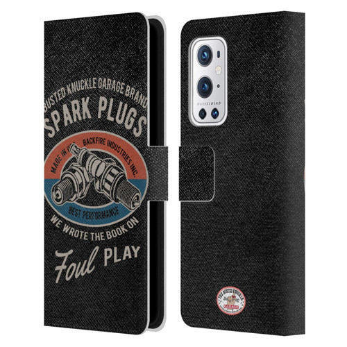 Busted Knuckle Garage Graphics Spark Plugs Leather Book Wallet Case Cover For OnePlus 9 Pro