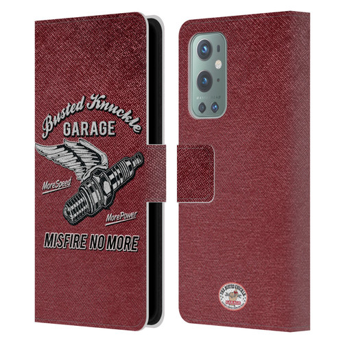 Busted Knuckle Garage Graphics Misfire Leather Book Wallet Case Cover For OnePlus 9
