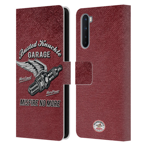 Busted Knuckle Garage Graphics Misfire Leather Book Wallet Case Cover For OnePlus Nord 5G