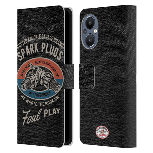 Busted Knuckle Garage Graphics Spark Plugs Leather Book Wallet Case Cover For OnePlus Nord N20 5G