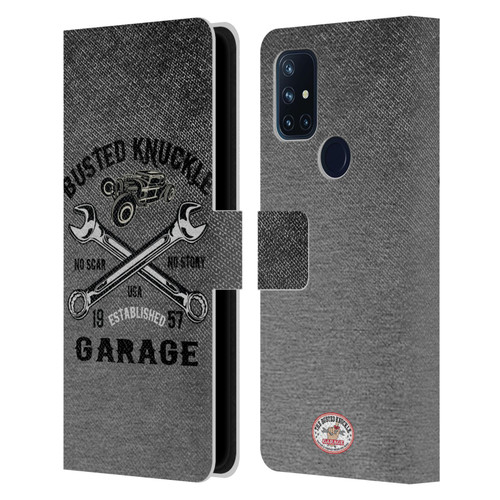 Busted Knuckle Garage Graphics No Scar Leather Book Wallet Case Cover For OnePlus Nord N10 5G