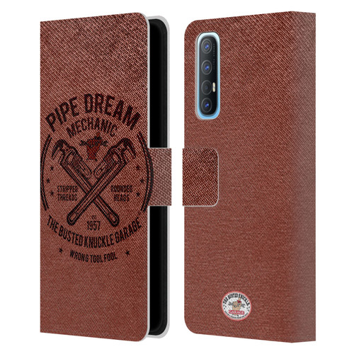Busted Knuckle Garage Graphics Pipe Dream Leather Book Wallet Case Cover For OPPO Find X2 Neo 5G