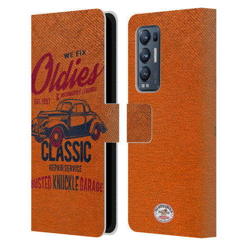 Busted Knuckle Garage Graphics Classic Leather Book Wallet Case Cover For OPPO Find X3 Neo / Reno5 Pro+ 5G