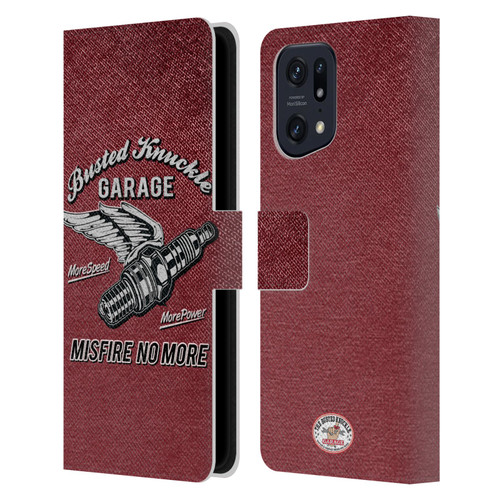 Busted Knuckle Garage Graphics Misfire Leather Book Wallet Case Cover For OPPO Find X5