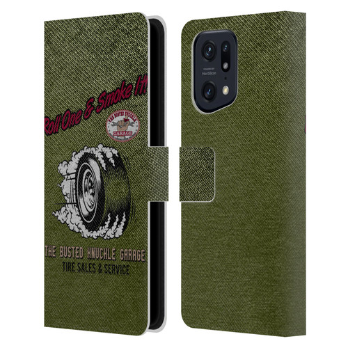 Busted Knuckle Garage Graphics Tire Leather Book Wallet Case Cover For OPPO Find X5 Pro