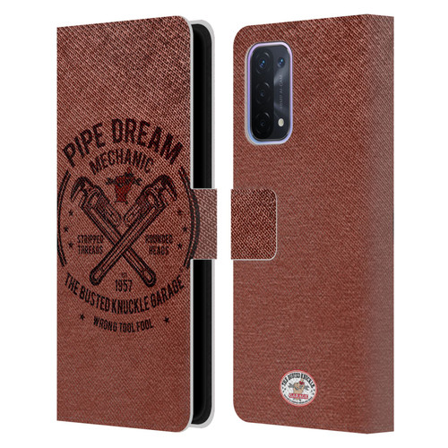 Busted Knuckle Garage Graphics Pipe Dream Leather Book Wallet Case Cover For OPPO A54 5G