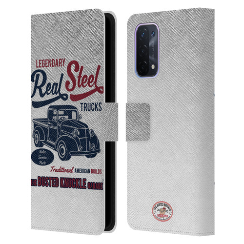 Busted Knuckle Garage Graphics Real Steel Leather Book Wallet Case Cover For OPPO A54 5G