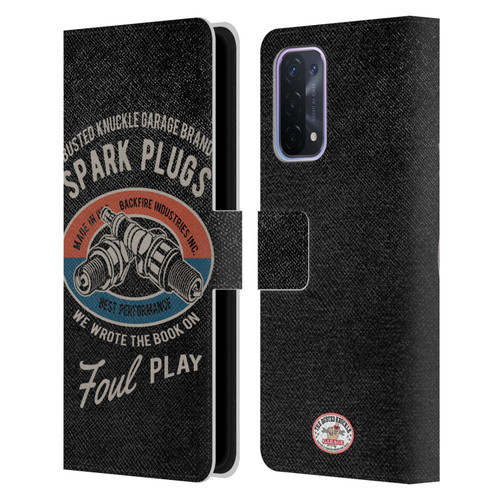 Busted Knuckle Garage Graphics Spark Plugs Leather Book Wallet Case Cover For OPPO A54 5G