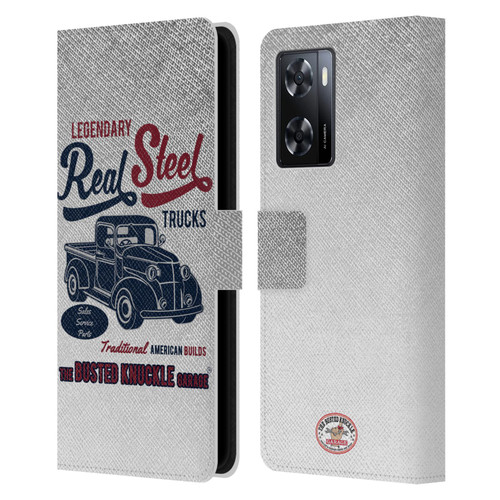 Busted Knuckle Garage Graphics Real Steel Leather Book Wallet Case Cover For OPPO A57s