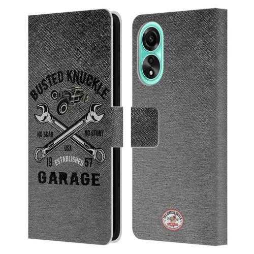 Busted Knuckle Garage Graphics No Scar Leather Book Wallet Case Cover For OPPO A78 4G