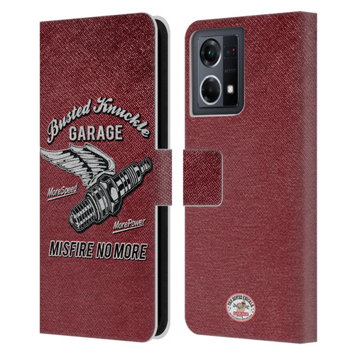 Busted Knuckle Garage Graphics Misfire Leather Book Wallet Case Cover For OPPO Reno8 4G
