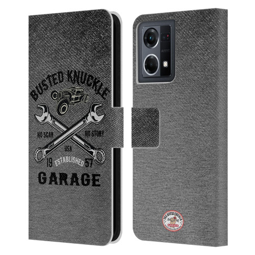 Busted Knuckle Garage Graphics No Scar Leather Book Wallet Case Cover For OPPO Reno8 4G