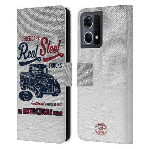 Busted Knuckle Garage Graphics Real Steel Leather Book Wallet Case Cover For OPPO Reno8 4G