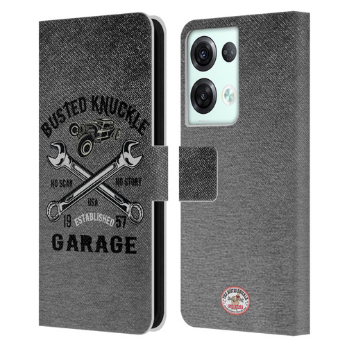 Busted Knuckle Garage Graphics No Scar Leather Book Wallet Case Cover For OPPO Reno8 Pro