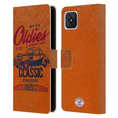 Busted Knuckle Garage Graphics Classic Leather Book Wallet Case Cover For OPPO Reno4 Z 5G