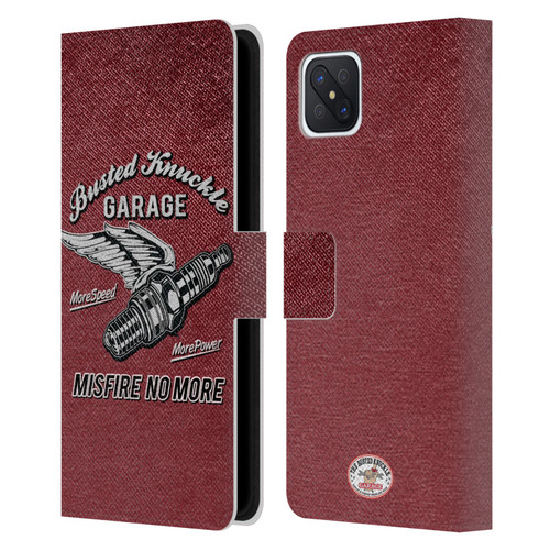 Busted Knuckle Garage Graphics Misfire Leather Book Wallet Case Cover For OPPO Reno4 Z 5G