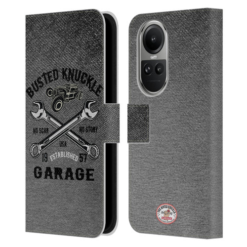 Busted Knuckle Garage Graphics No Scar Leather Book Wallet Case Cover For OPPO Reno10 5G / Reno10 Pro 5G