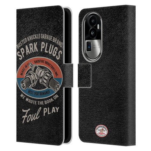 Busted Knuckle Garage Graphics Spark Plugs Leather Book Wallet Case Cover For OPPO Reno10 Pro+