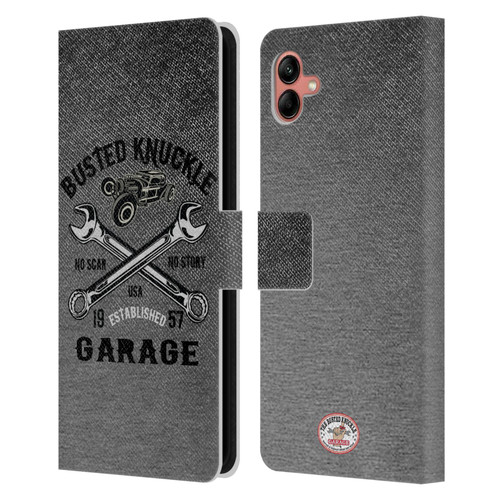 Busted Knuckle Garage Graphics No Scar Leather Book Wallet Case Cover For Samsung Galaxy A04 (2022)
