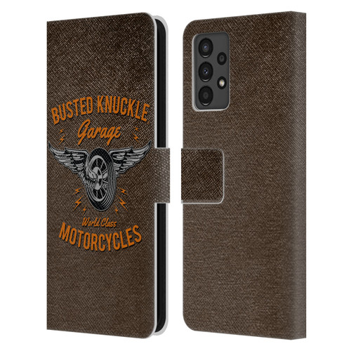 Busted Knuckle Garage Graphics Motorcycles Leather Book Wallet Case Cover For Samsung Galaxy A13 (2022)