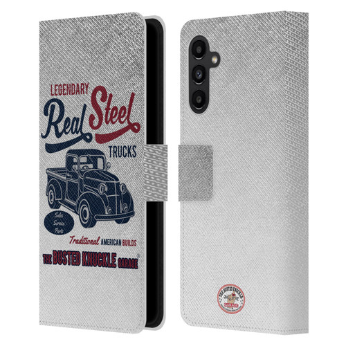 Busted Knuckle Garage Graphics Real Steel Leather Book Wallet Case Cover For Samsung Galaxy A13 5G (2021)
