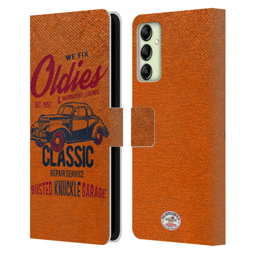 Busted Knuckle Garage Graphics Classic Leather Book Wallet Case Cover For Samsung Galaxy A14 5G