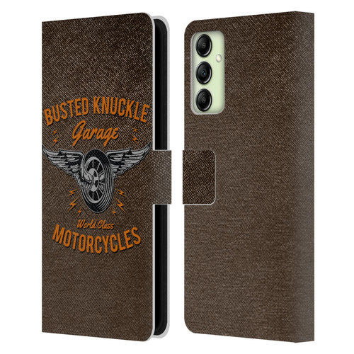Busted Knuckle Garage Graphics Motorcycles Leather Book Wallet Case Cover For Samsung Galaxy A14 5G
