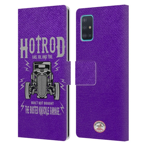 Busted Knuckle Garage Graphics Hot Rod Leather Book Wallet Case Cover For Samsung Galaxy A51 (2019)