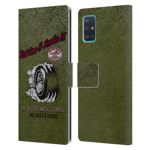Busted Knuckle Garage Graphics Tire Leather Book Wallet Case Cover For Samsung Galaxy A51 (2019)