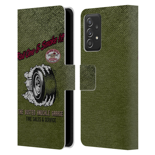 Busted Knuckle Garage Graphics Tire Leather Book Wallet Case Cover For Samsung Galaxy A52 / A52s / 5G (2021)