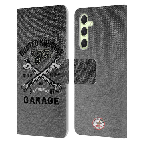Busted Knuckle Garage Graphics No Scar Leather Book Wallet Case Cover For Samsung Galaxy A54 5G