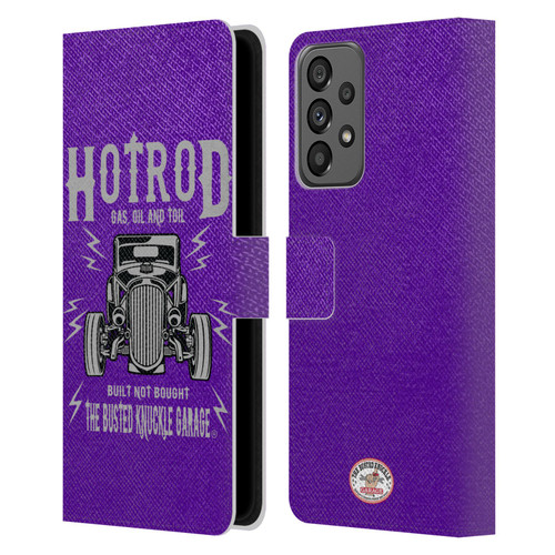 Busted Knuckle Garage Graphics Hot Rod Leather Book Wallet Case Cover For Samsung Galaxy A73 5G (2022)