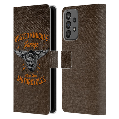 Busted Knuckle Garage Graphics Motorcycles Leather Book Wallet Case Cover For Samsung Galaxy A73 5G (2022)