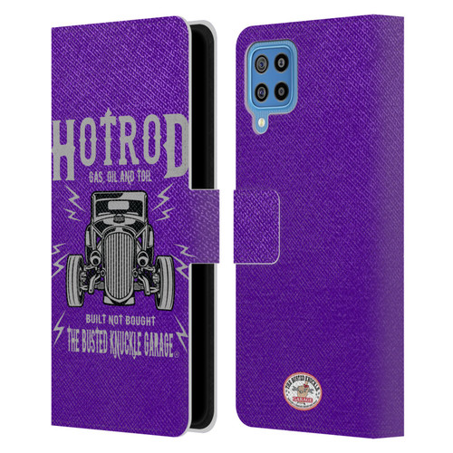 Busted Knuckle Garage Graphics Hot Rod Leather Book Wallet Case Cover For Samsung Galaxy F22 (2021)