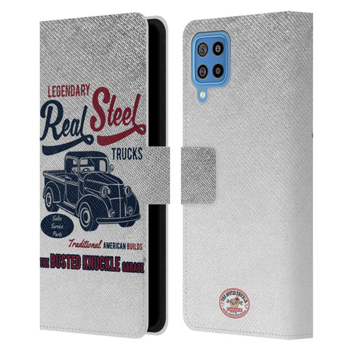 Busted Knuckle Garage Graphics Real Steel Leather Book Wallet Case Cover For Samsung Galaxy F22 (2021)