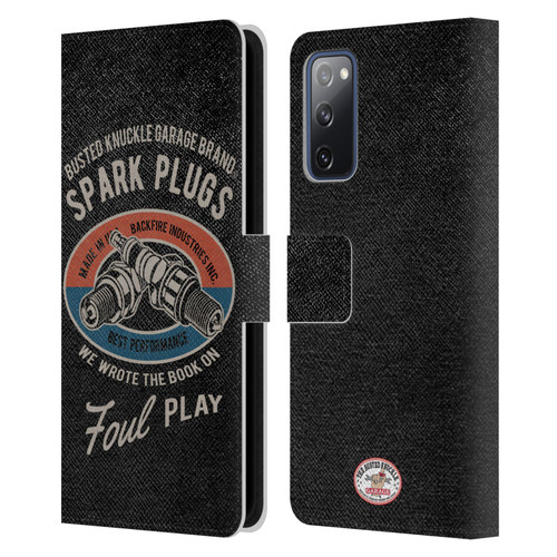 Busted Knuckle Garage Graphics Spark Plugs Leather Book Wallet Case Cover For Samsung Galaxy S20 FE / 5G