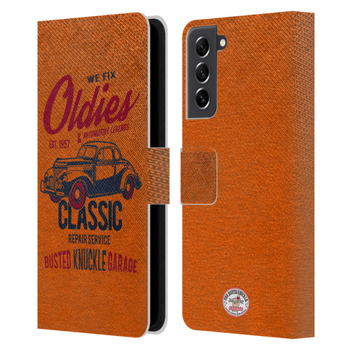 Busted Knuckle Garage Graphics Classic Leather Book Wallet Case Cover For Samsung Galaxy S21 FE 5G