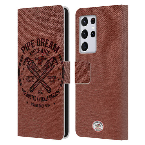 Busted Knuckle Garage Graphics Pipe Dream Leather Book Wallet Case Cover For Samsung Galaxy S21 Ultra 5G