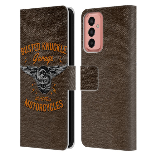 Busted Knuckle Garage Graphics Motorcycles Leather Book Wallet Case Cover For Samsung Galaxy M13 (2022)