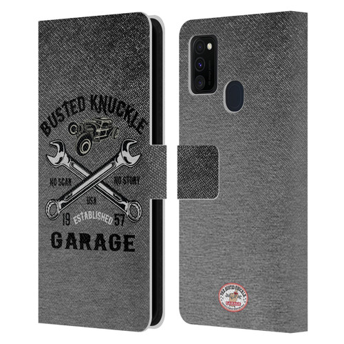 Busted Knuckle Garage Graphics No Scar Leather Book Wallet Case Cover For Samsung Galaxy M30s (2019)/M21 (2020)